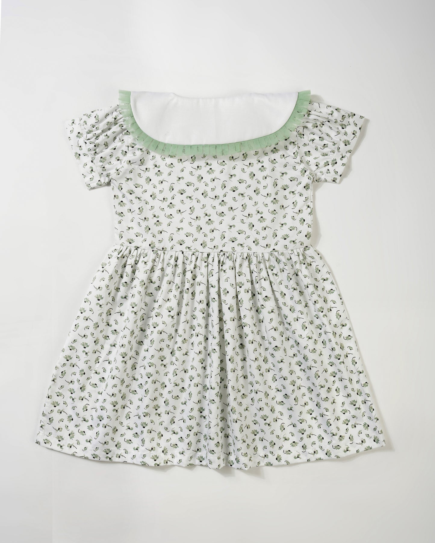 Girls Lace Collar Short sleeve floral dress