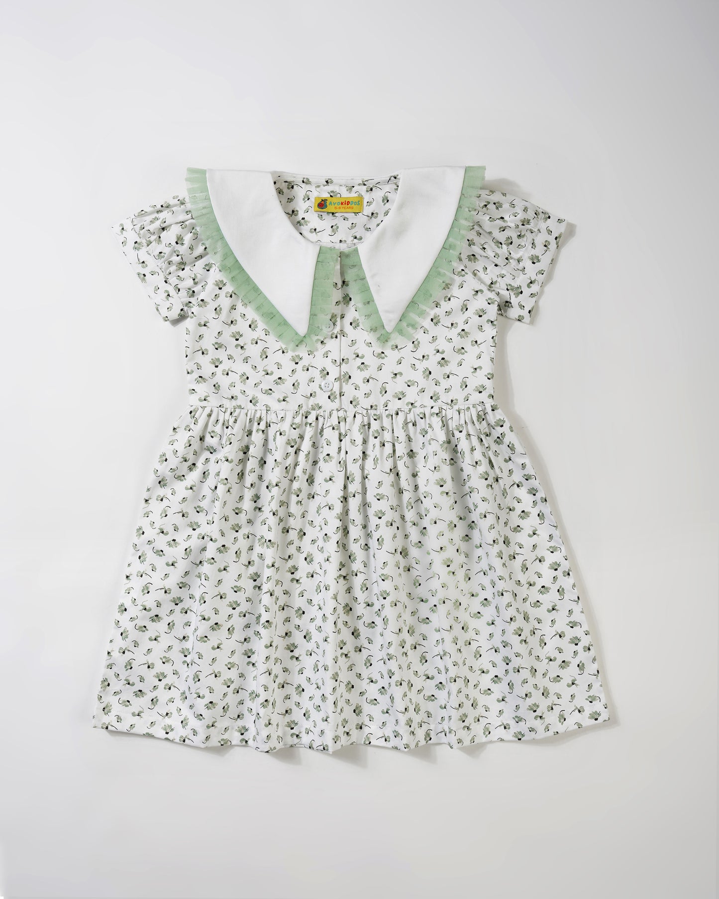 Girls Lace Collar Short sleeve floral dress