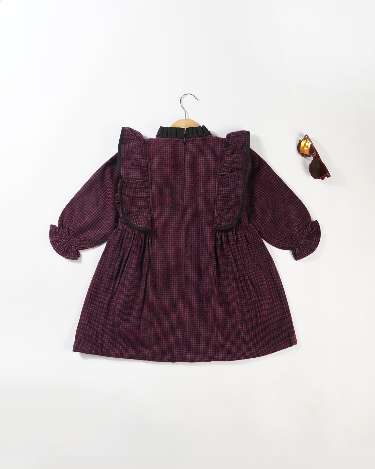 Girls Winter Frilly sleeves skater dress