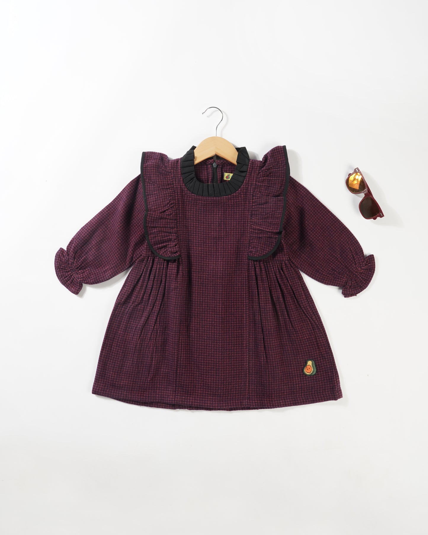 Girls Winter Frilly sleeves skater dress