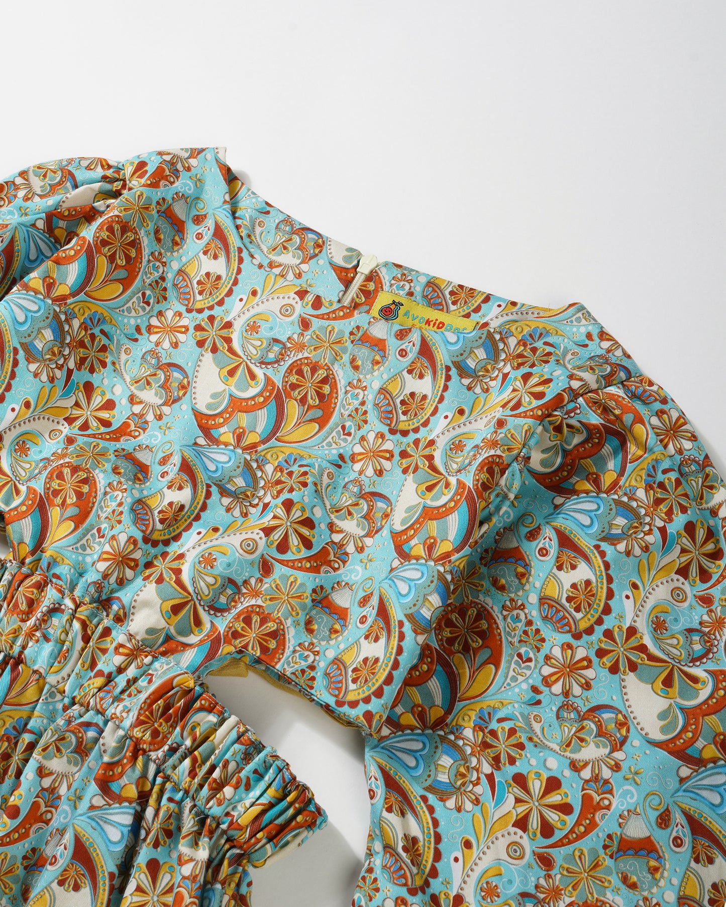 Girls side open paisley print dress