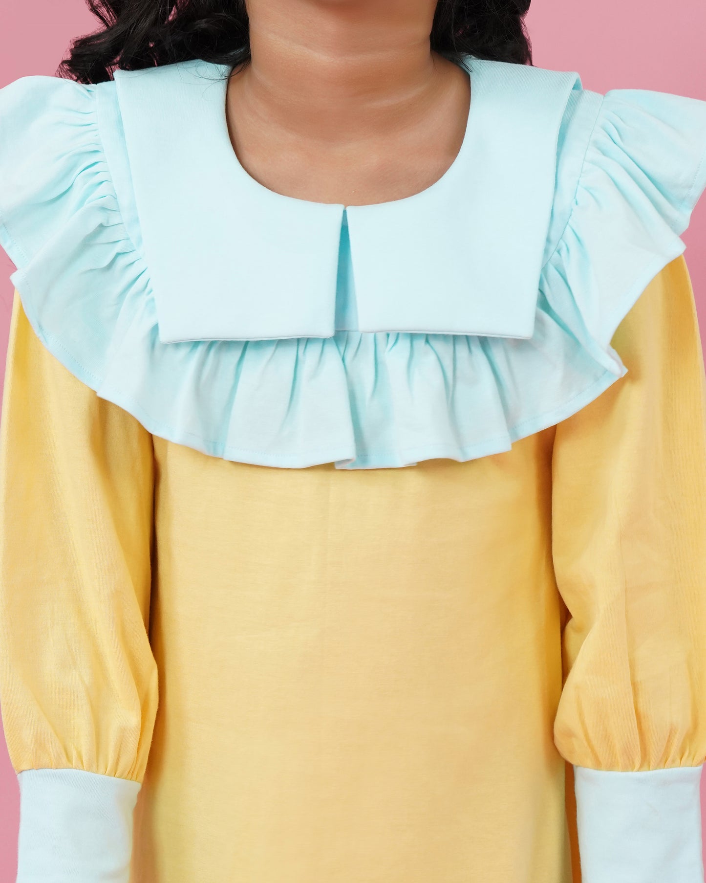 Girls frill collar long sleeved dress