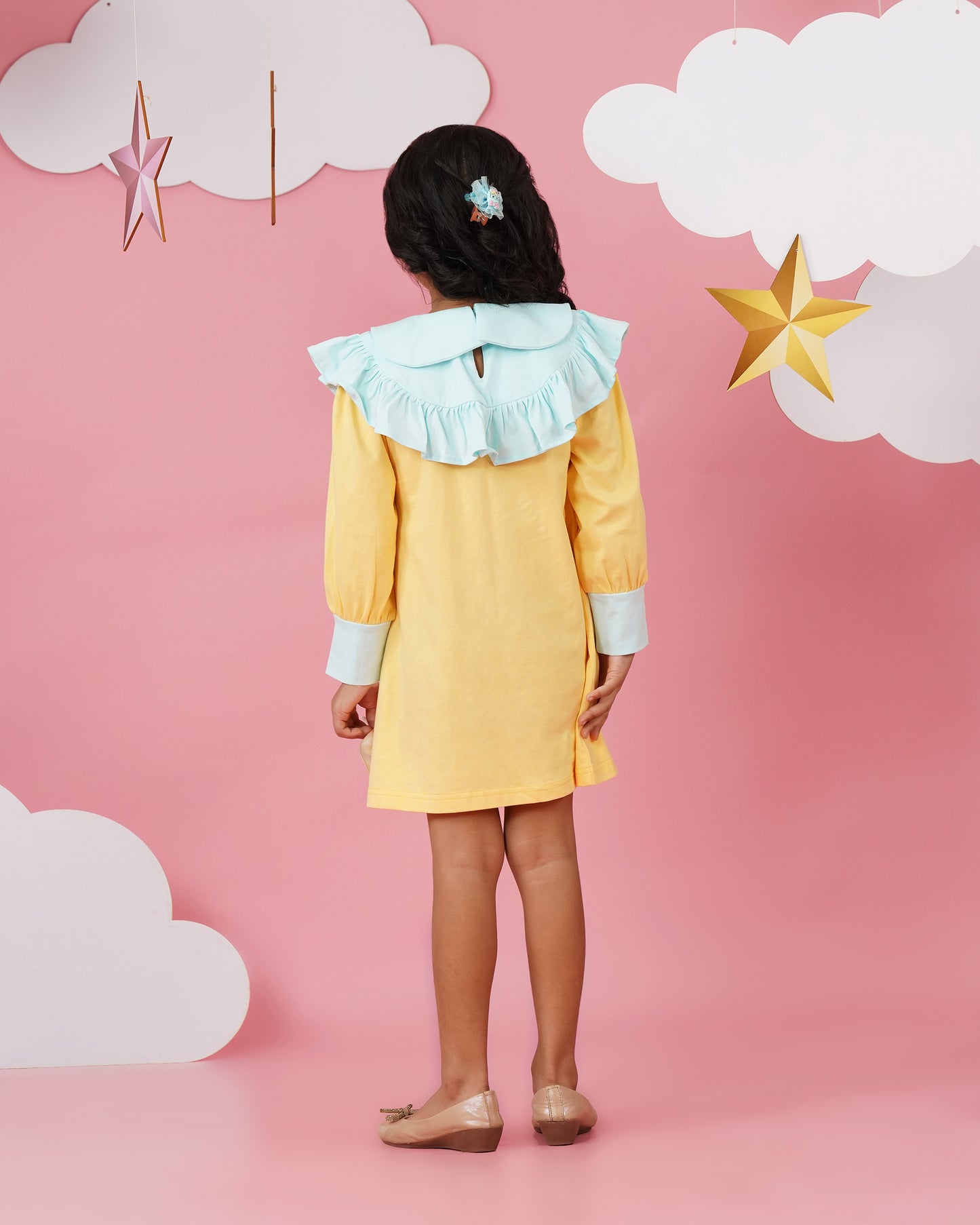 Girls frill collar long sleeved dress