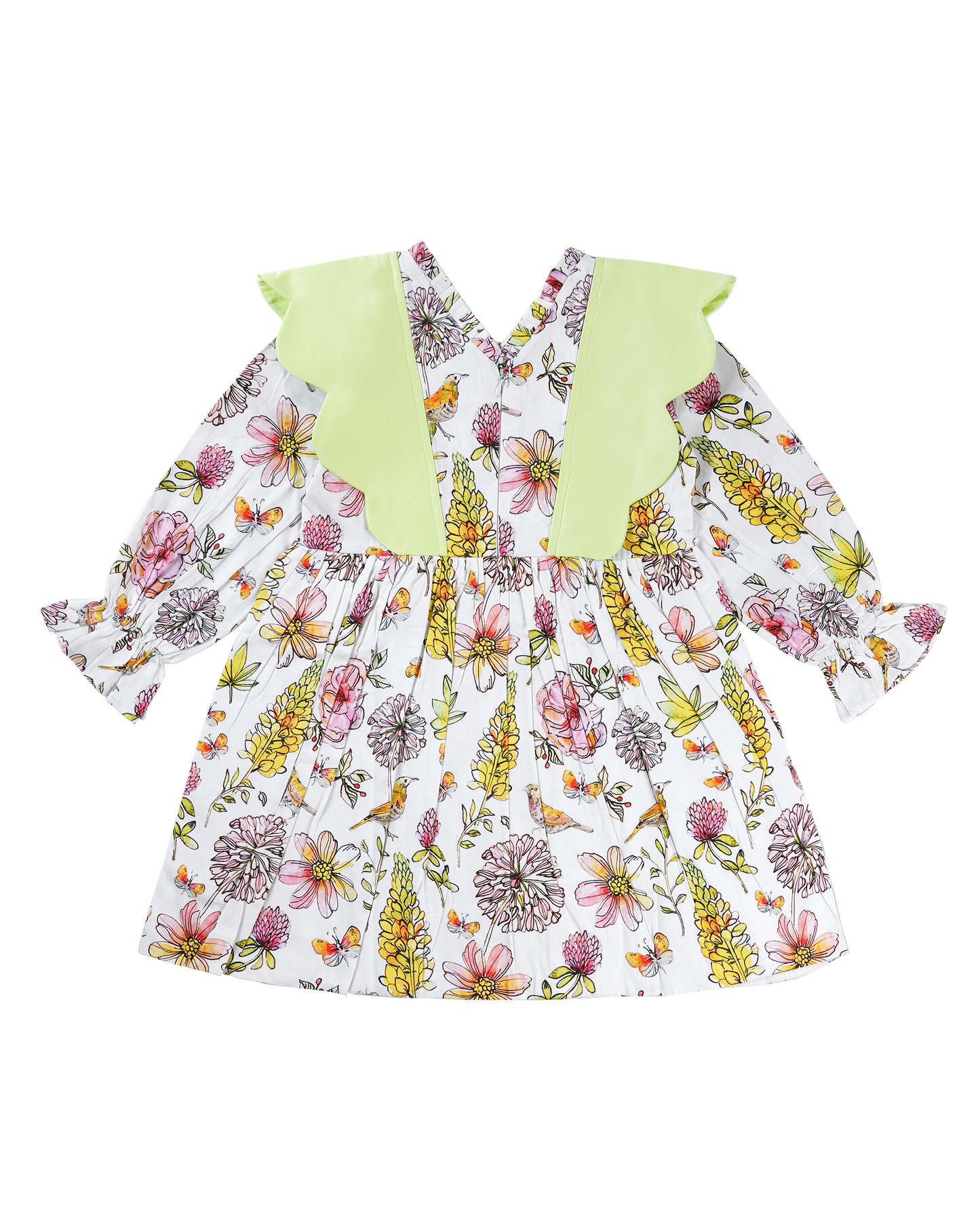 Girls Contrast Collar Floral Dress