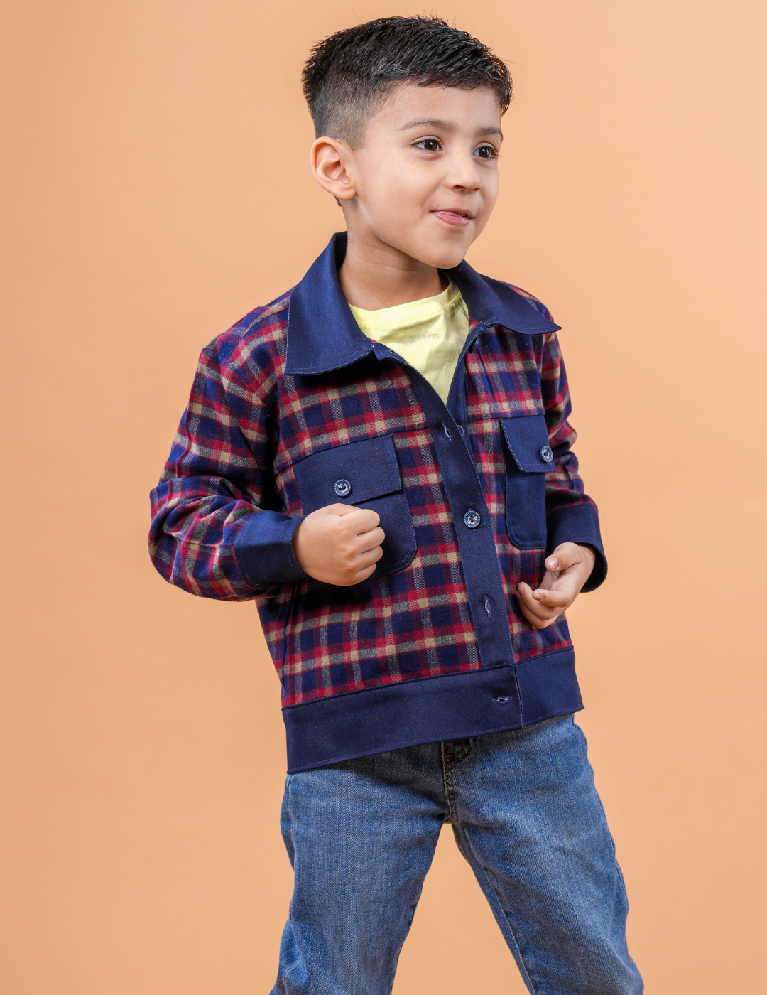 Unisex Contrast Denim winter Shacket