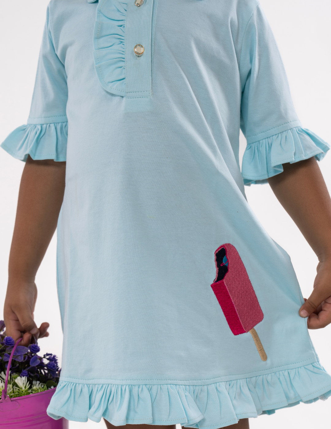 Girls Popsicle Dress With Frilly Sleeves