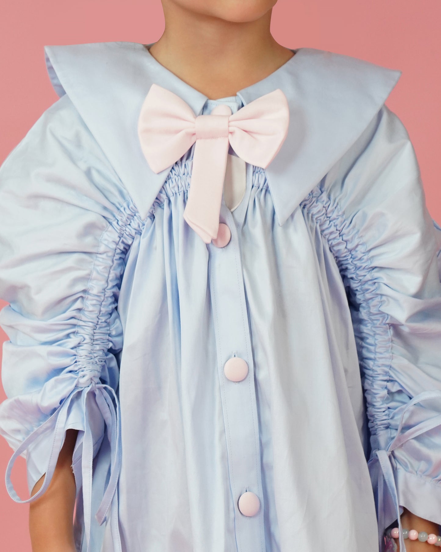 Girls Pink Bow big sleeved Dress