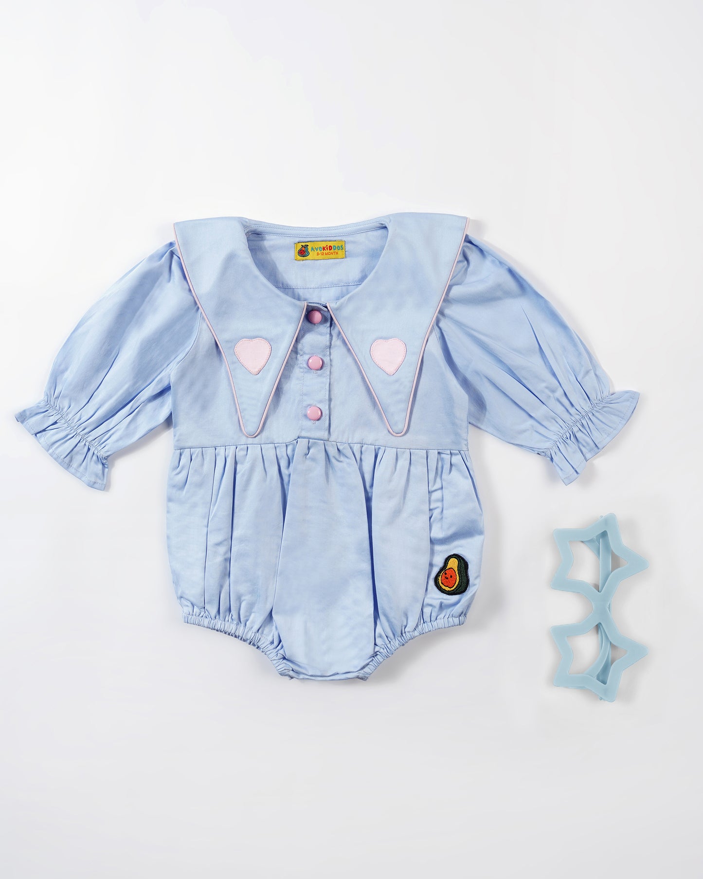 Baby Girl Cone collar Heart Patch Romper