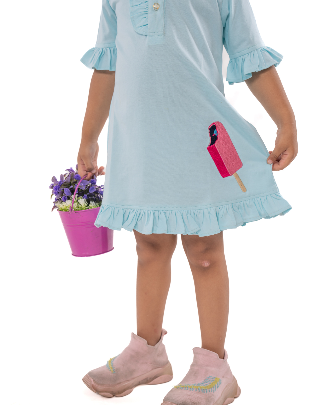 Girls Popsicle Dress With Frilly Sleeves