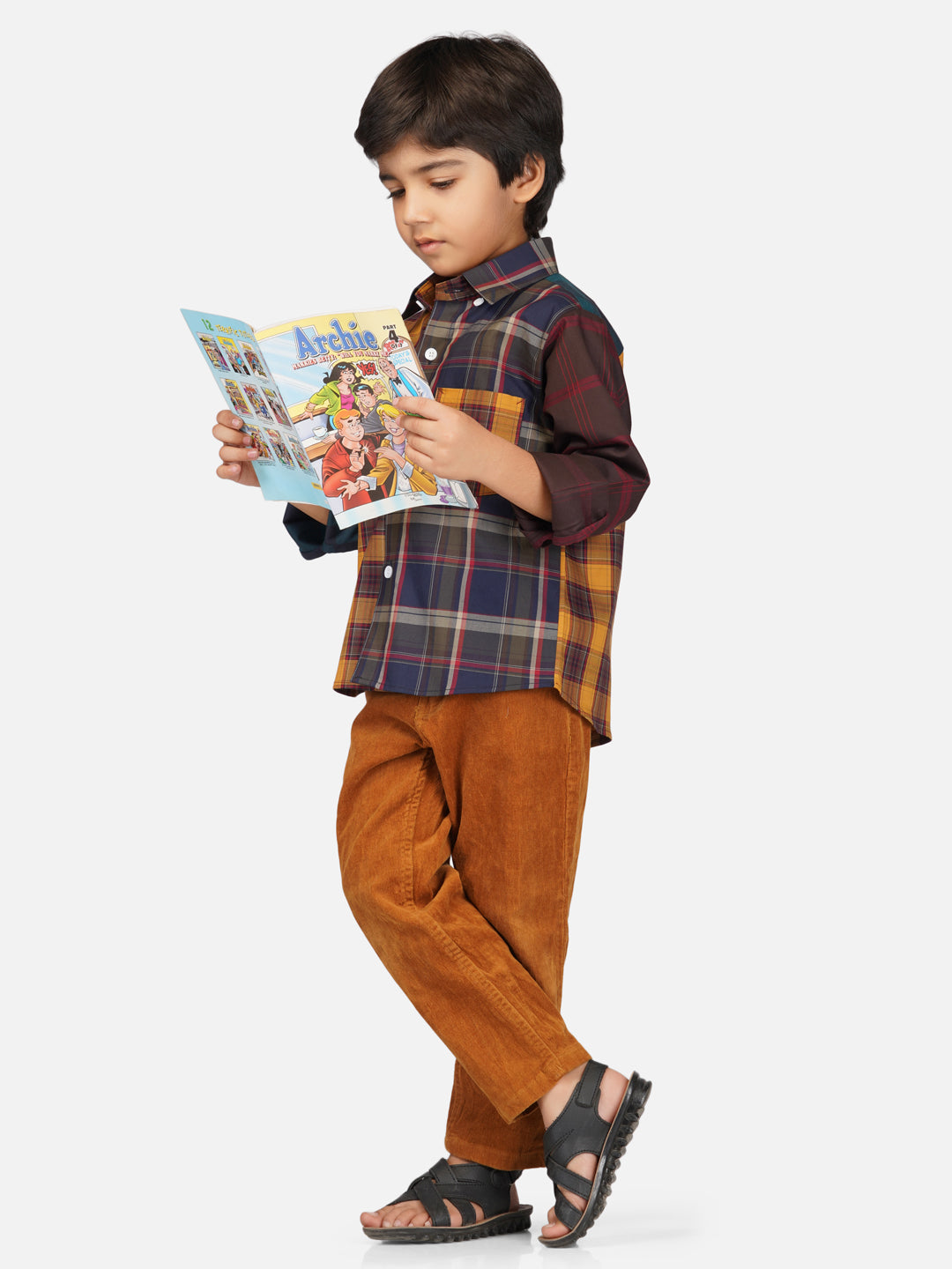 Boys contrast checks shirt