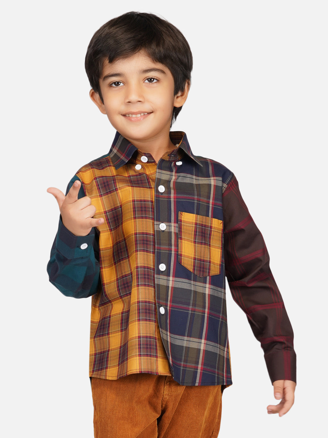 Boys contrast checks shirt