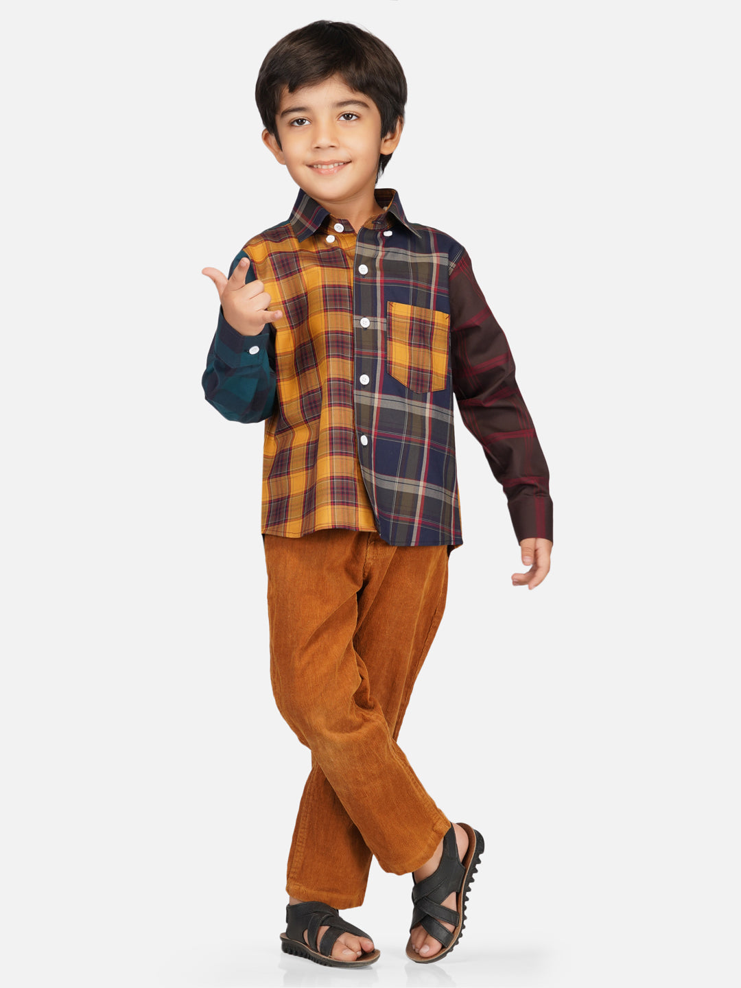 Boys contrast checks shirt