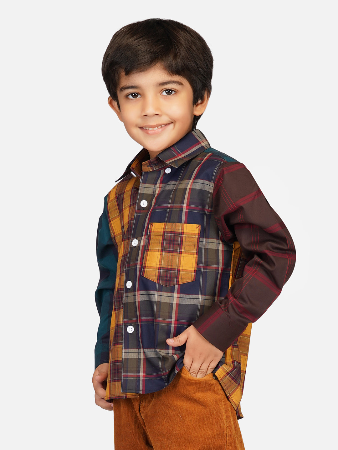 Boys contrast checks shirt
