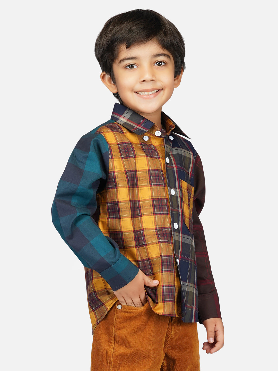 Boys contrast checks shirt