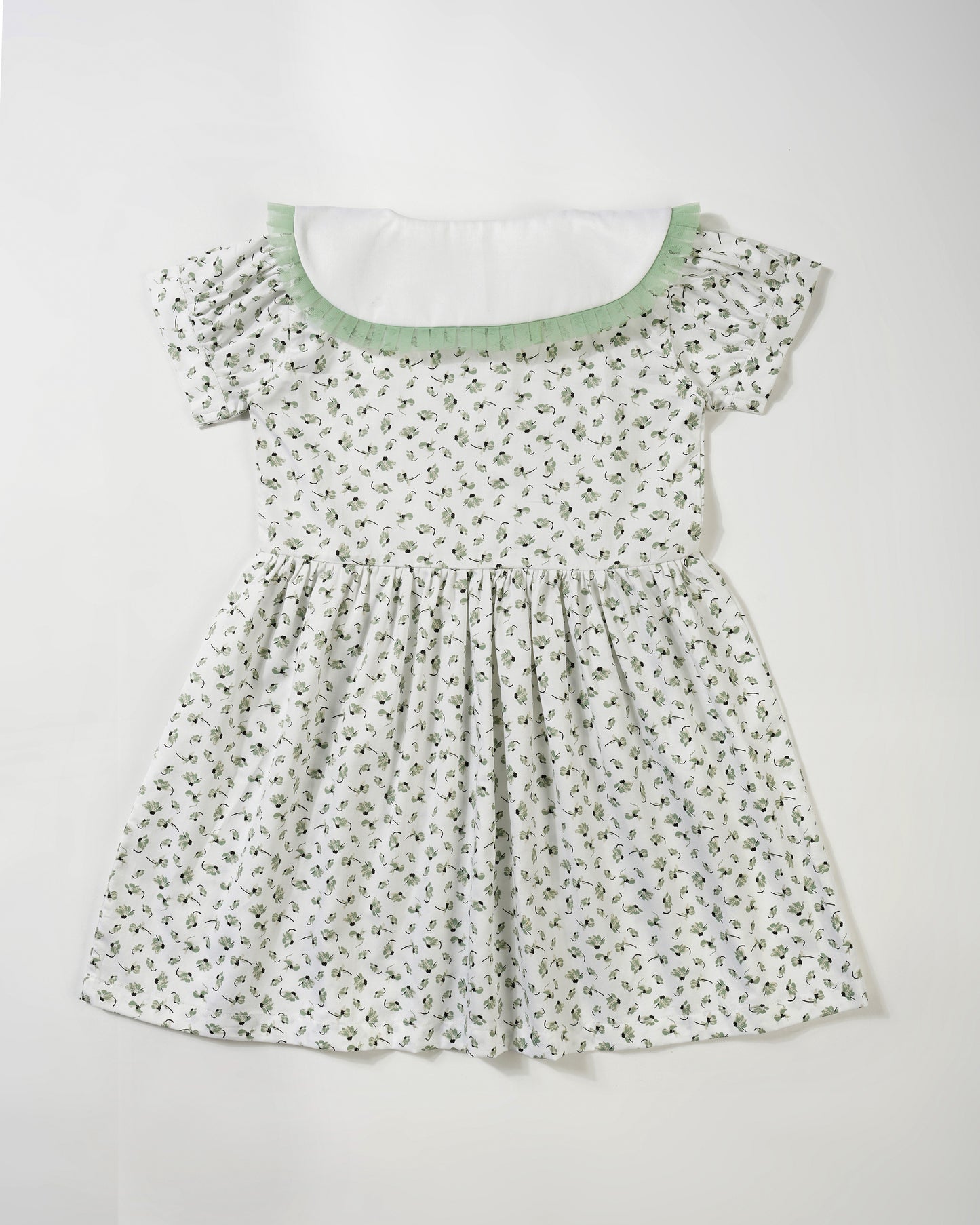 Girls lace collar short sleeve floral dress