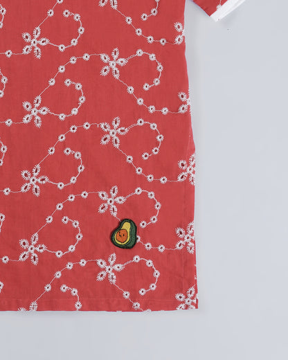 Bows & Cuddles Crimson Kurta Set