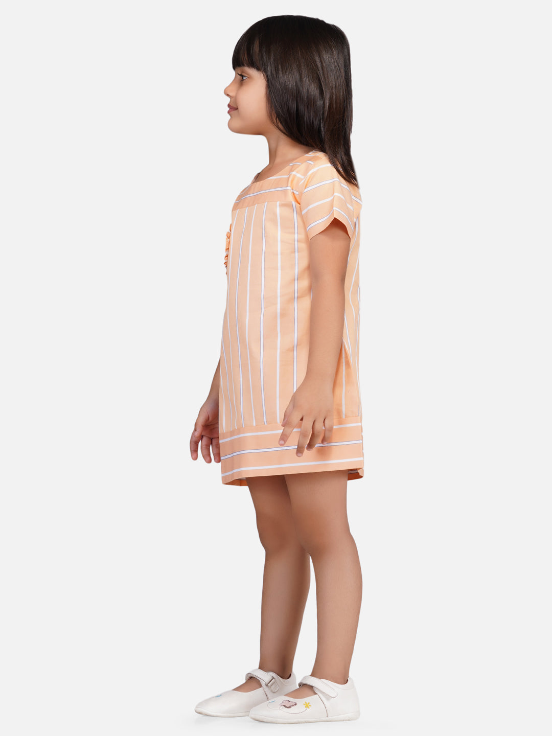 Girls white heart striped dress