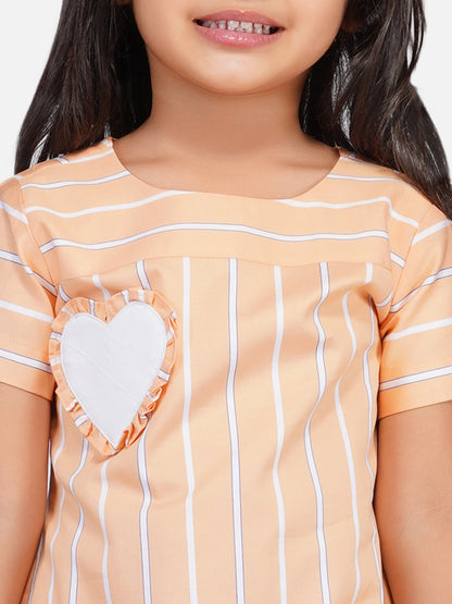 Girls white heart striped dress