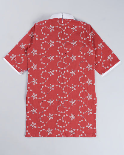 Bows & Cuddles Crimson Kurta Set