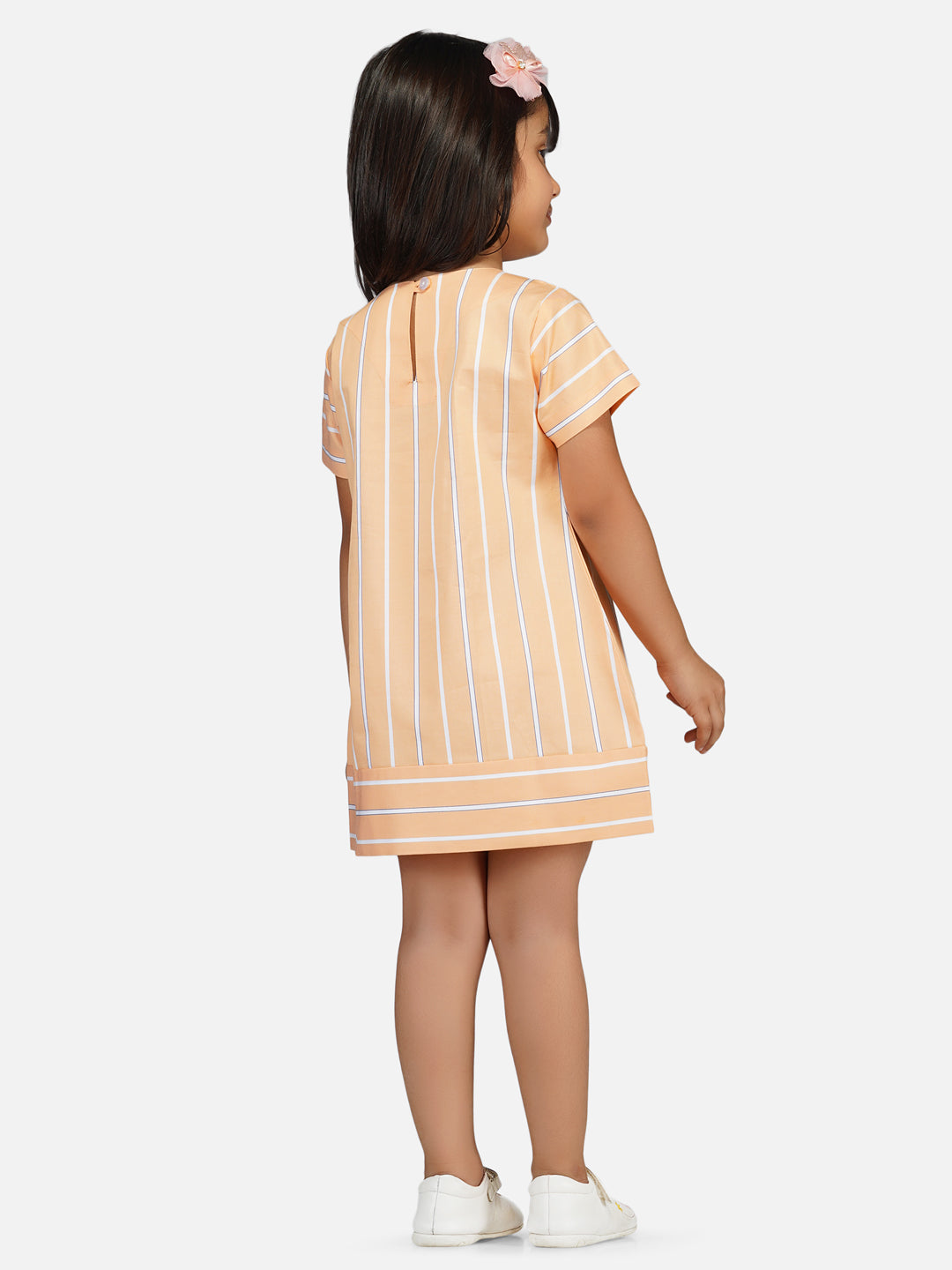 Girls white heart striped dress