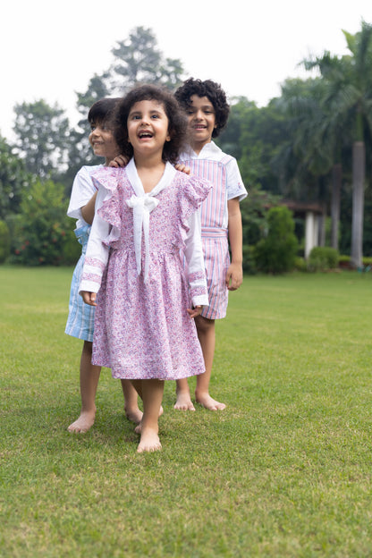 Girls Candy Floss Tie-Neck Dress