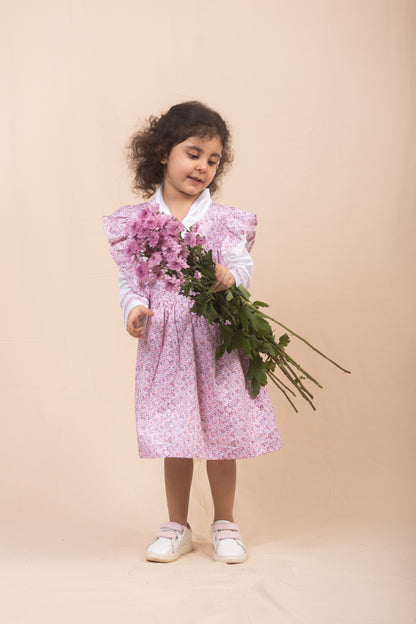 Girls Candy Floss Tie-Neck Dress