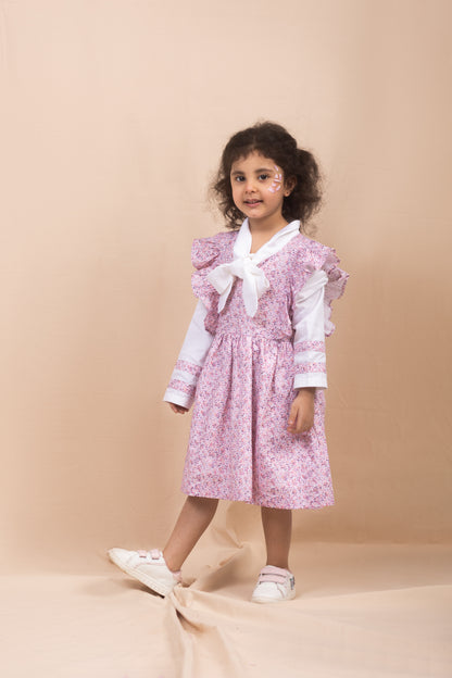 Girls Candy Floss Tie-Neck Dress