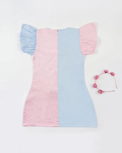 Girls Colorblocked Bows Dress
