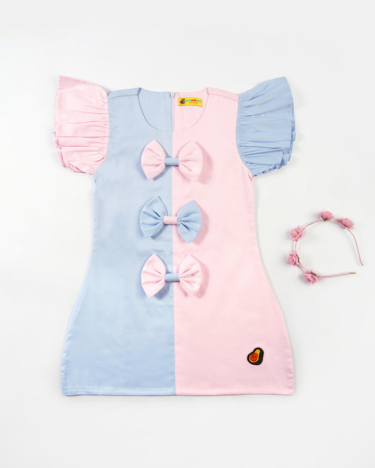 Girls Colorblocked Bows Dress