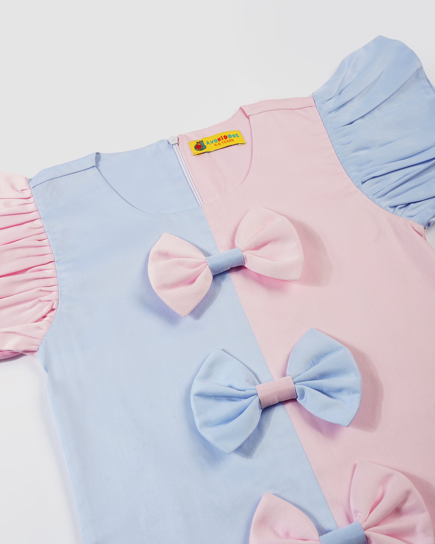 Girls Colorblocked Bows Dress
