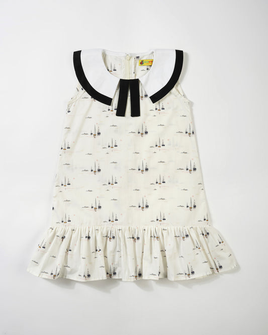 Girls stylish navy print dress