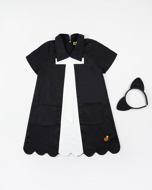 Girls Colorblocked Curly Bottom Dress