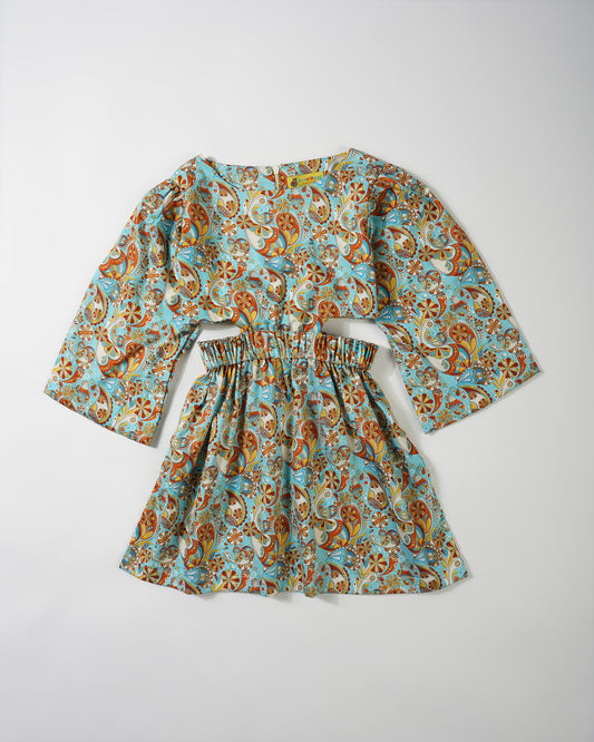 Girls side open paisley print dress