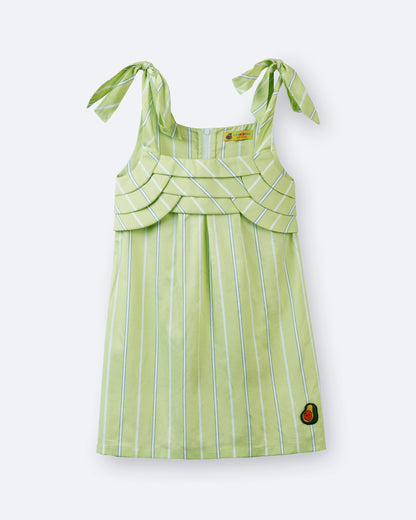Girls Holiday Tree Shoulder Ties Dress