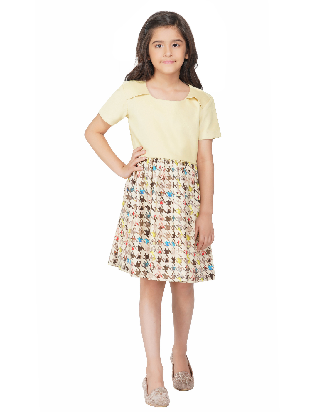 Girls Suede Star Printed Dress