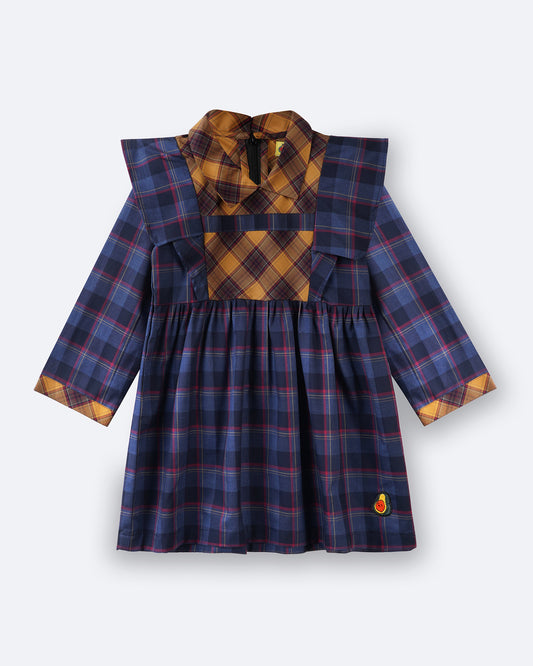 Girls Chinese Checkers Long Sleeved Dress