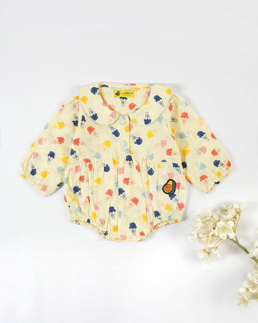 Baby Girl Ruffled Collar Romper