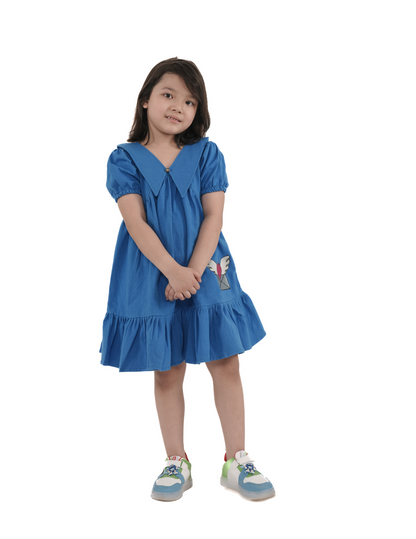 Girls Cone Collar Jersey dress