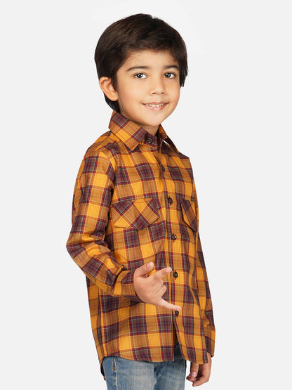 Boys relaxed fit contrast checks shirt