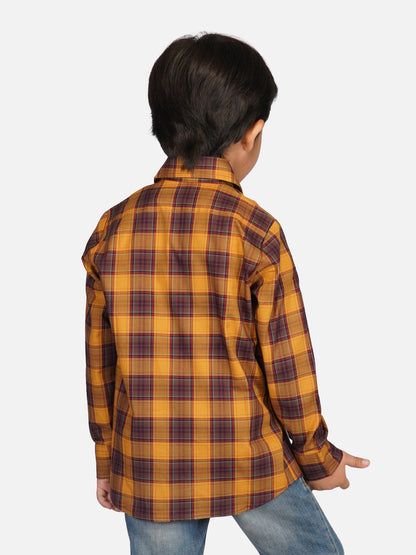 Boys relaxed fit contrast checks shirt