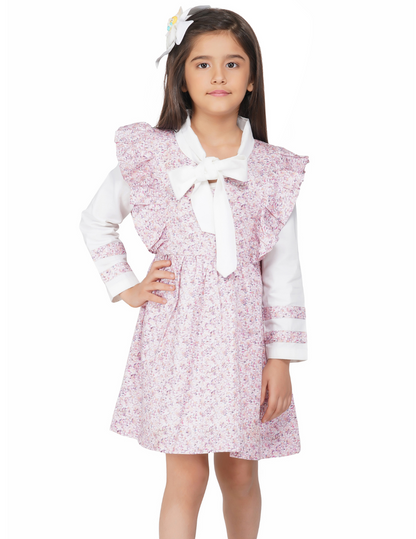 Girls Candy Floss Tie-Neck Dress