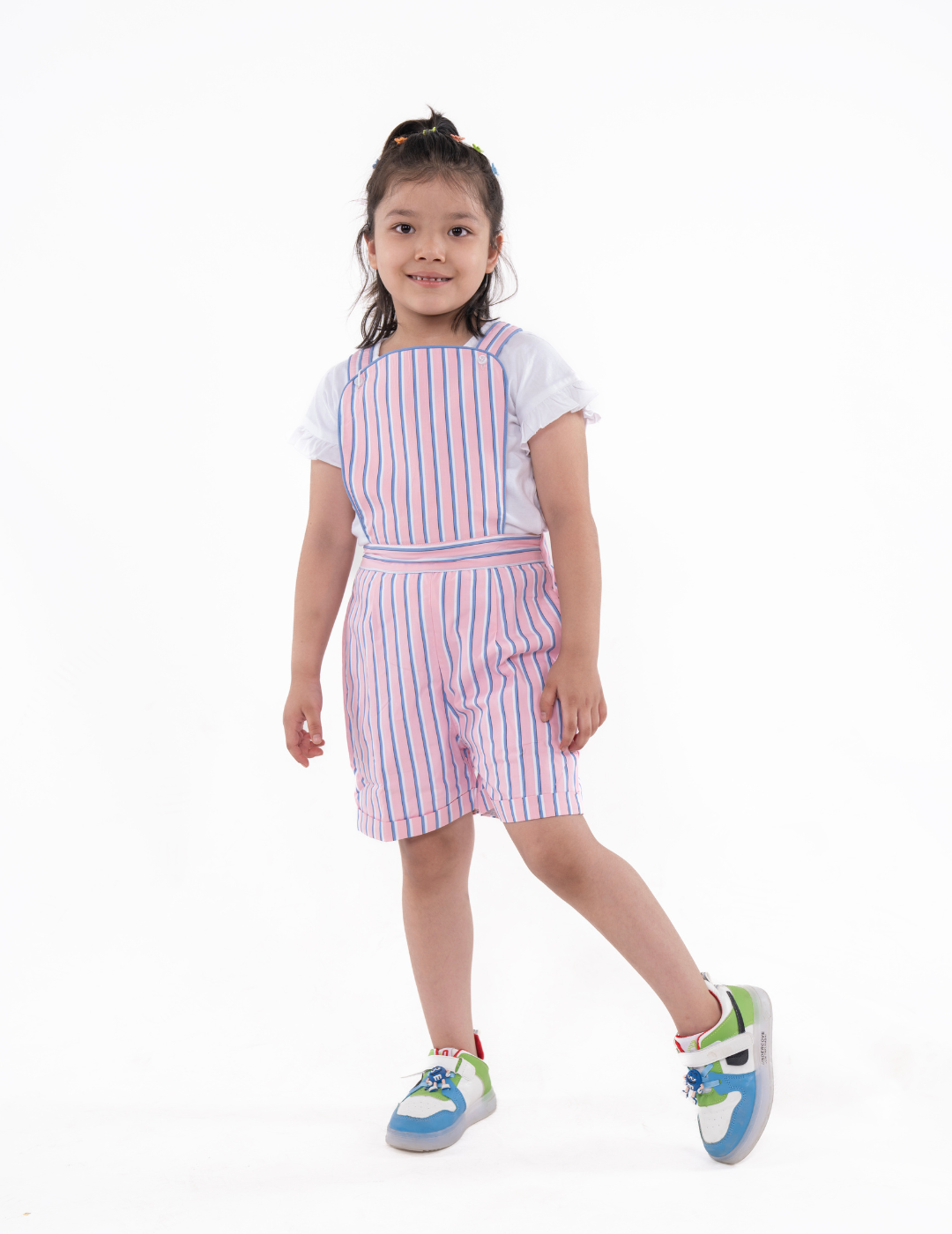 Unisex Pink Striped Playsuit