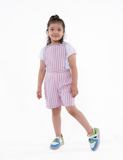 Unisex Pink Striped Playsuit