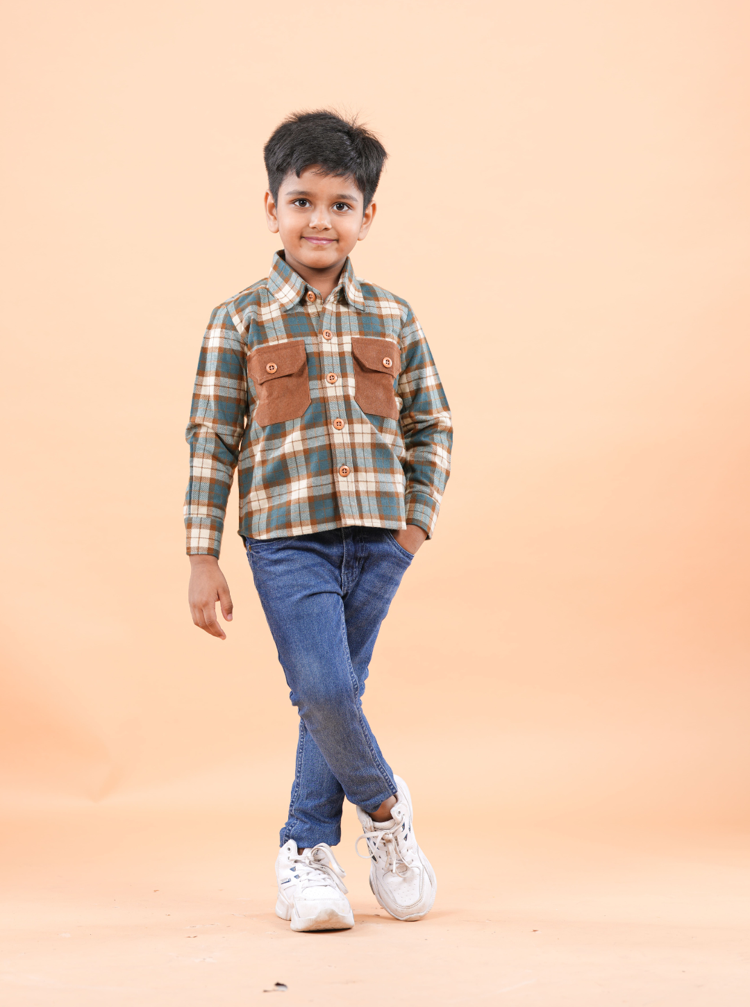 Boys Corduroy Pocket winter Checkered Overshirt