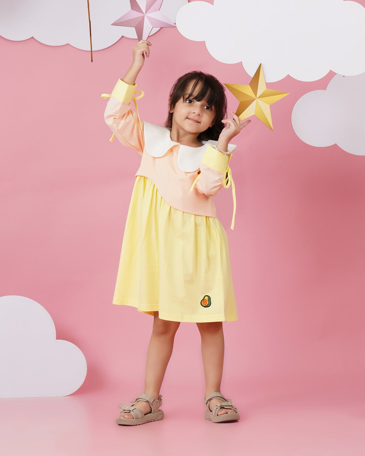 Girls Pineapple Girl Tie Sleeved Dress