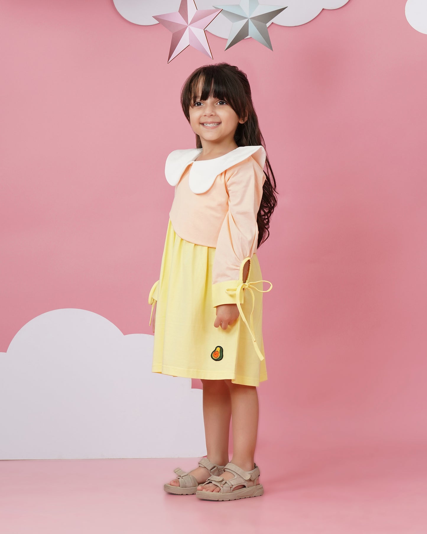 Girls Pineapple Girl Tie Sleeved Dress