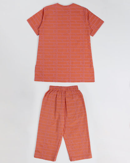 Sunset Charm Coral Kurta Set