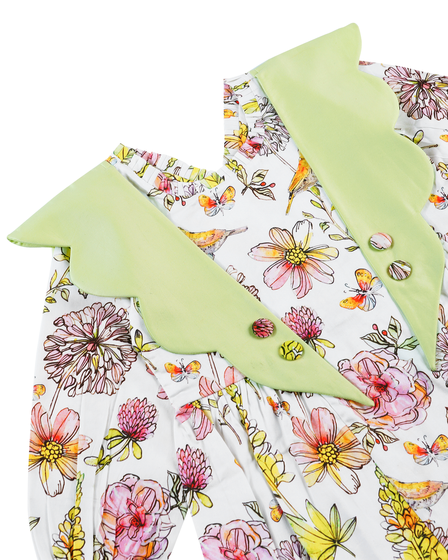 Girls Contrast Collar Floral Dress