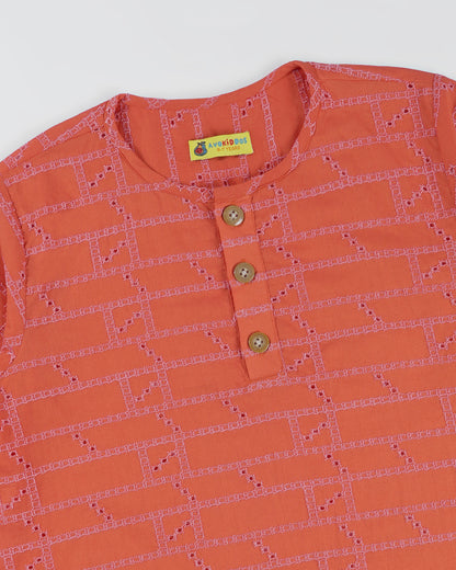 Sunset Charm Coral Kurta Set