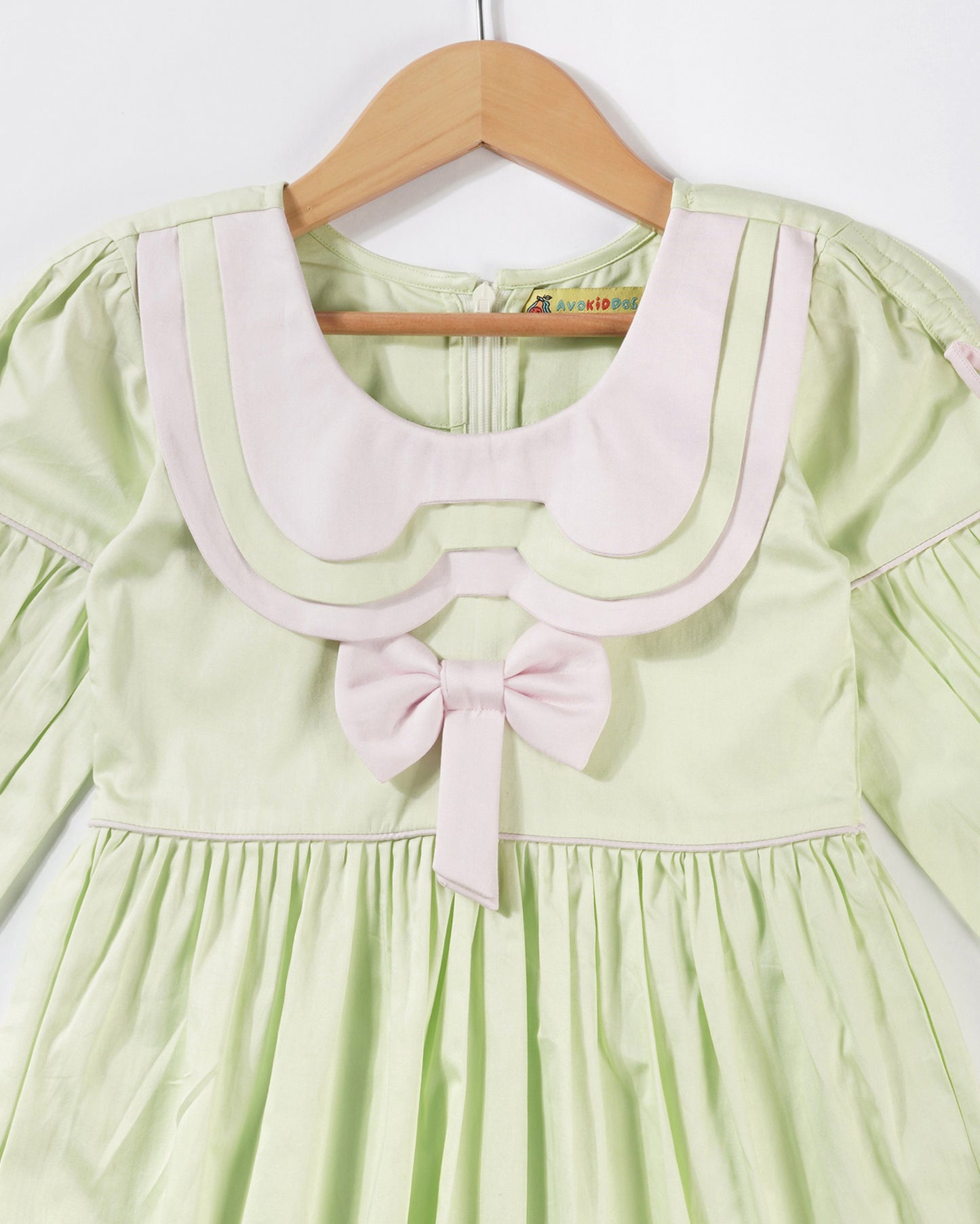 Avokiddos Girls Triple Collar Bow dress